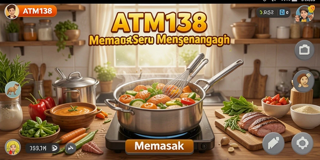 Antarmuka permainan memasak yang menarik dan interaktif.