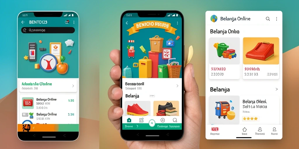 Tampilan antarmuka aplikasi BENTO123 untuk belanja online.