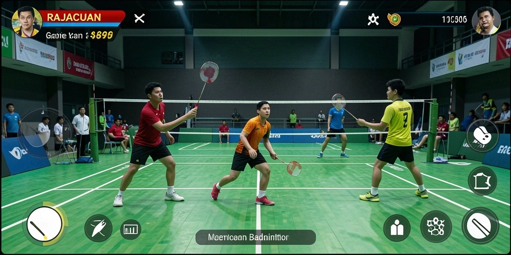 Antarmuka game Badminton yang menarik dan fungsional.