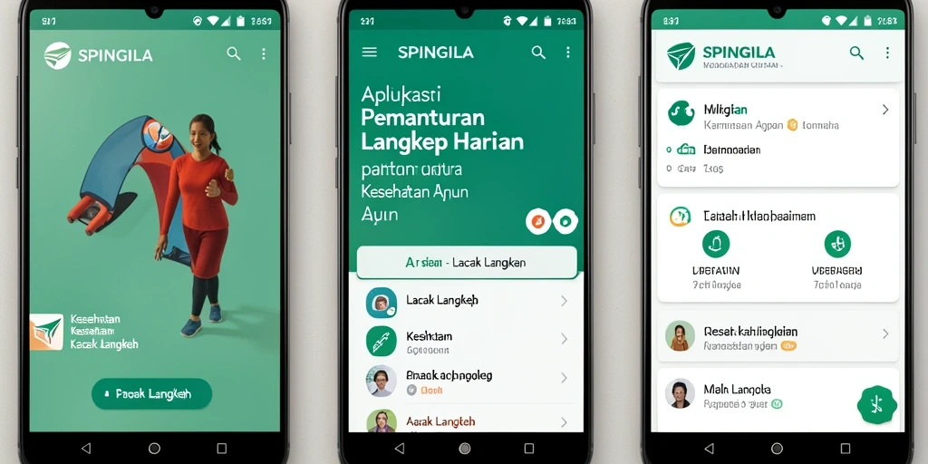 Antarmuka aplikasi SPINGILA menampilkan statistik langkah harian yang menarik.