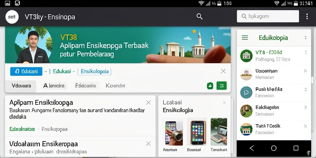 Antarmuka aplikasi VT38 menampilkan beragam informasi ensiklopedia.