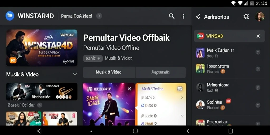 Antarmuka intuitif WINSTAR4D untuk Pemutar Video Offline.
