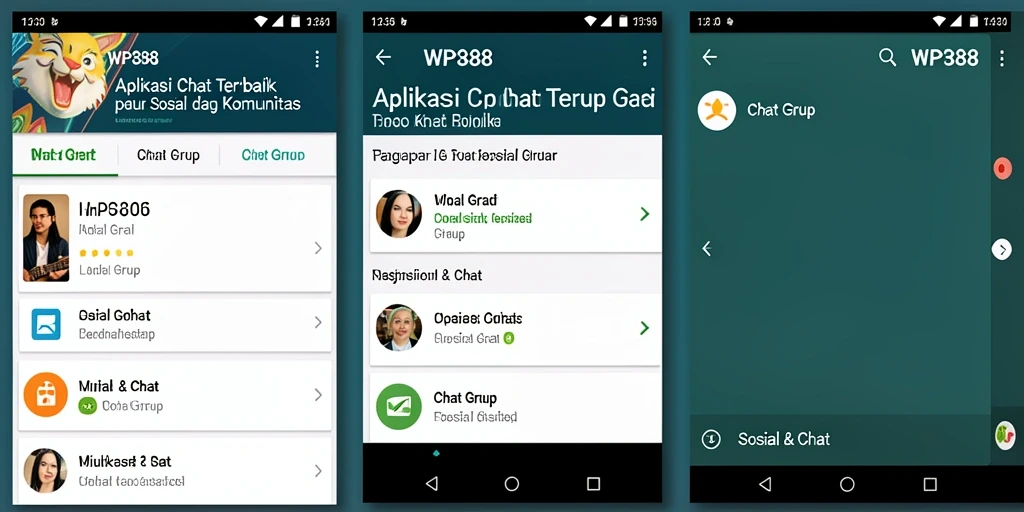 Antarmuka pengguna WP888 dengan fungsi Chat Grup yang menarik.